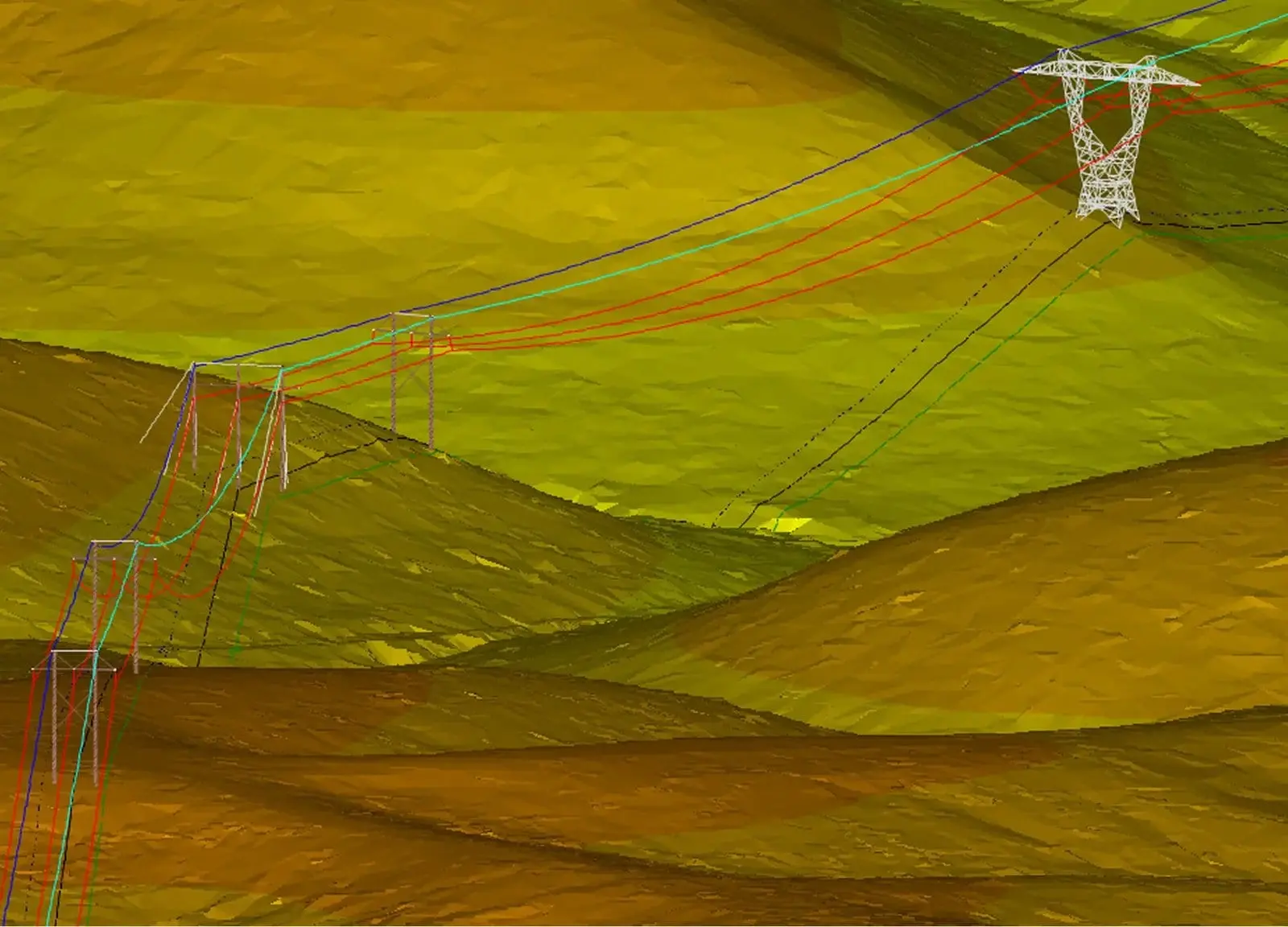 PLS-CADD transmission line over a digital terrain model