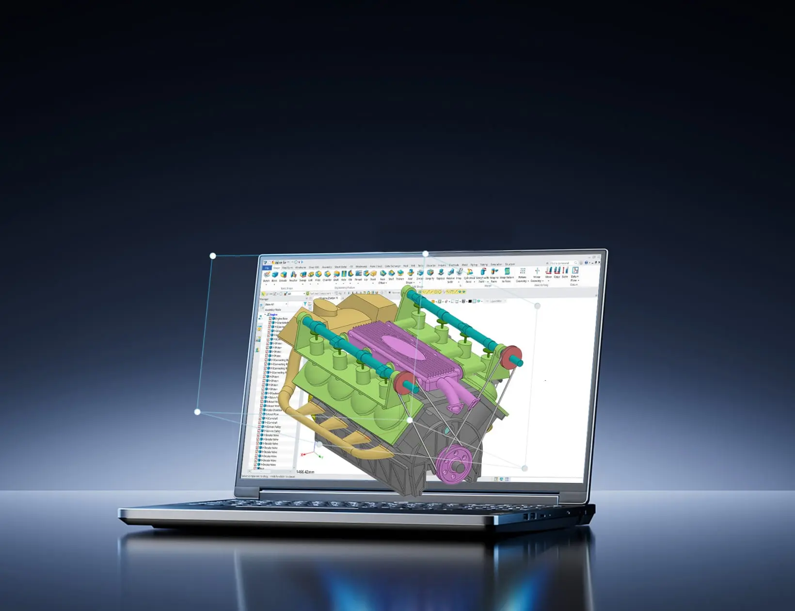 ZW3D shown on a laptop — official ZWSOFT product image