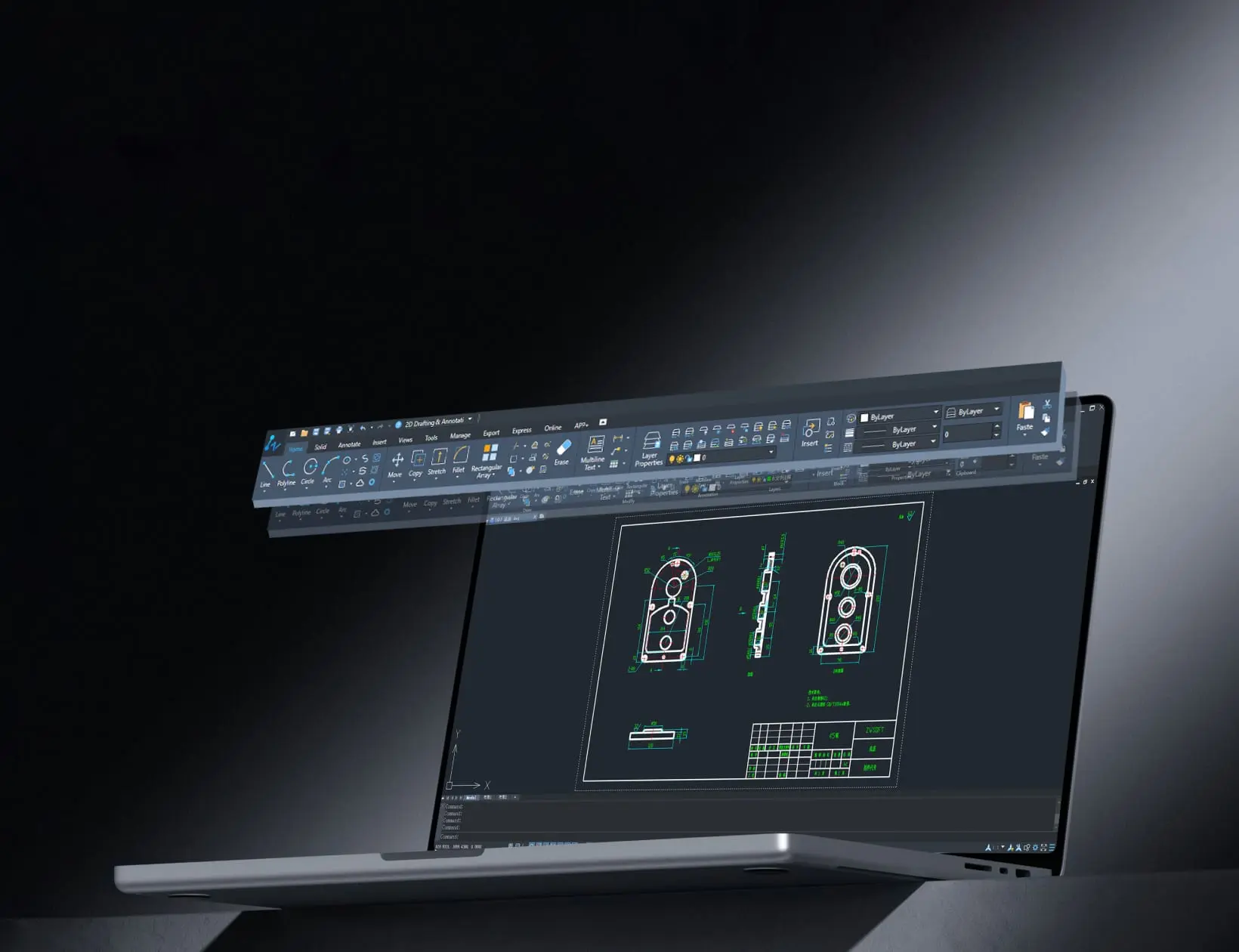 ZWCAD shown on a laptop — official ZWSOFT product image